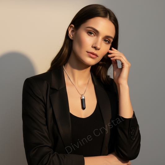 black obsidian pencil pendant