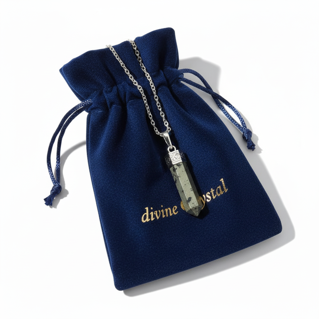 Natural Pyrite Pencil Pendant