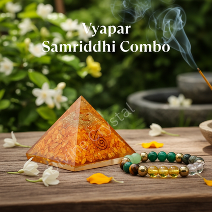 Vyapar Samriddhi Combo - Dhan Yog Bracelet with Citrine Pyramid