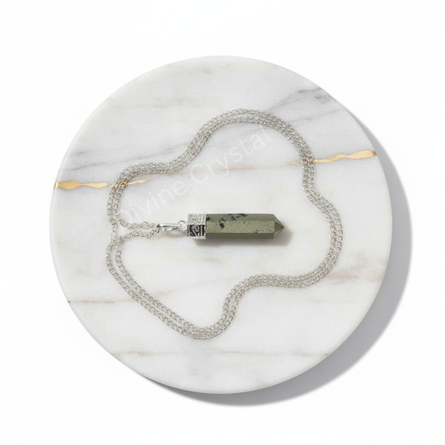 Natural Pyrite Pencil Pendant