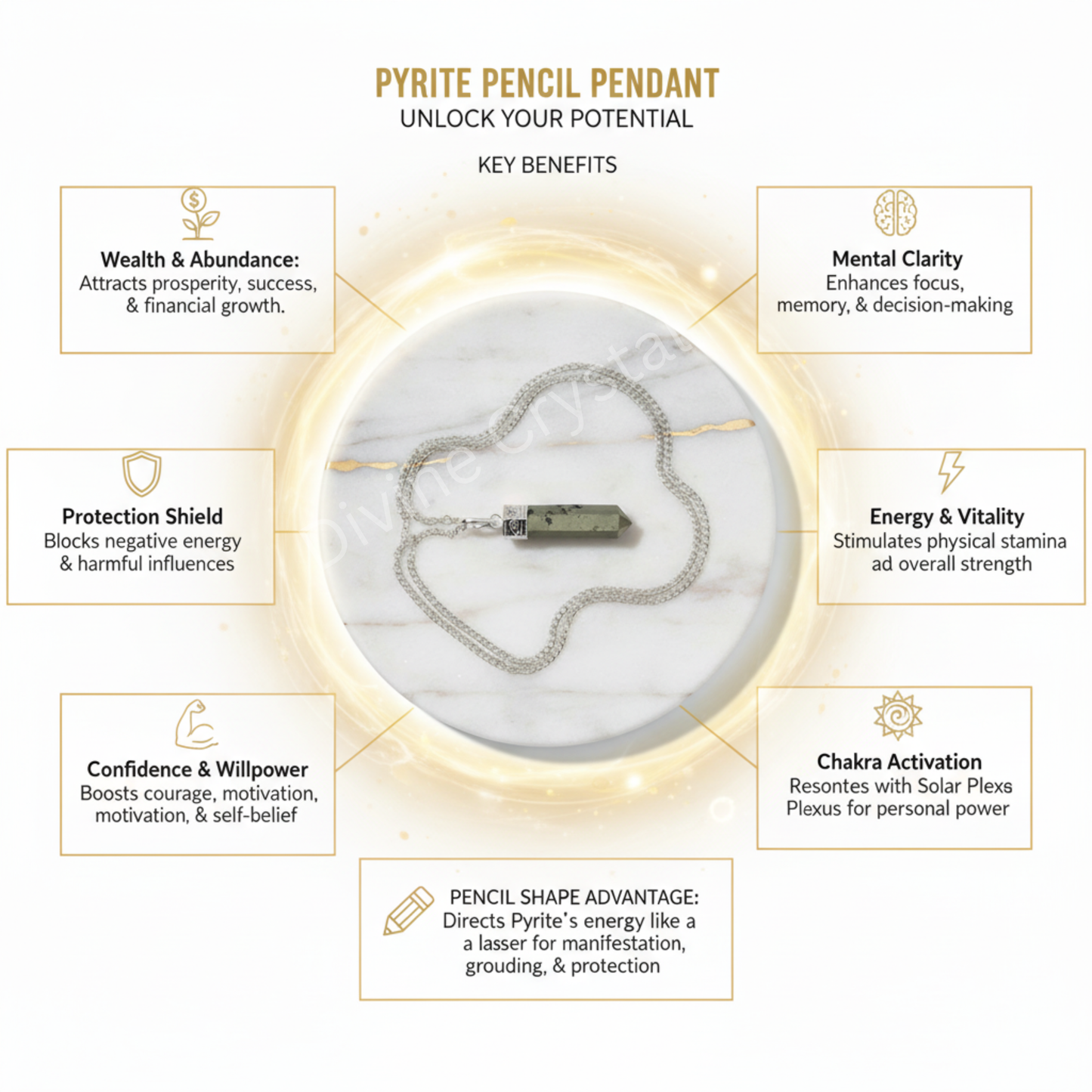 Natural Pyrite Pencil Pendant