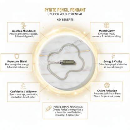 Natural Pyrite Pencil Pendant
