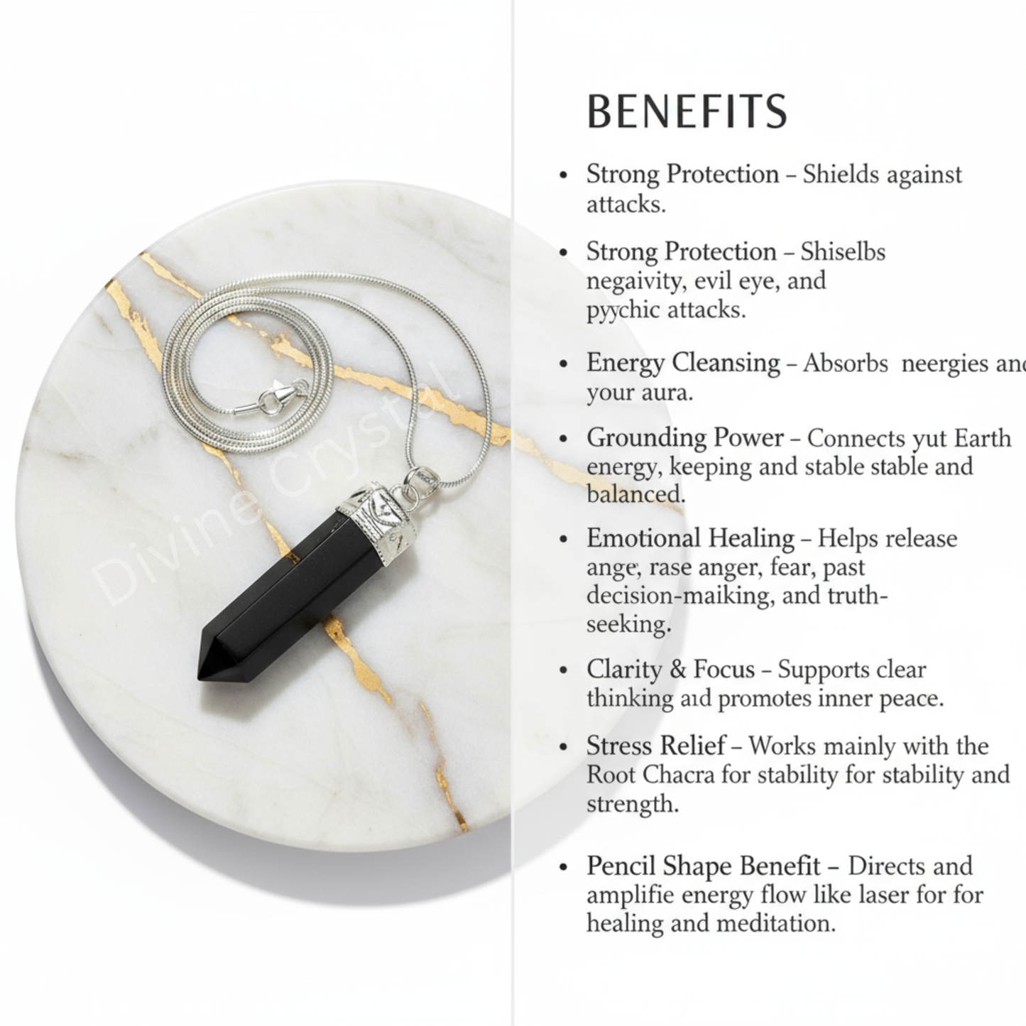 black obsidian pencil pendant