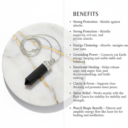 black obsidian pencil pendant