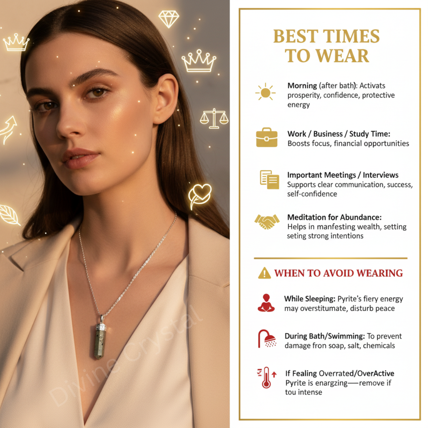 Natural Pyrite Pencil Pendant