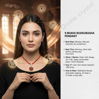 9 mukhi rudraksha pendant