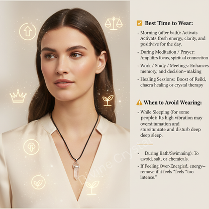 Clear Quartz  Double Pointed Pencil Pendant