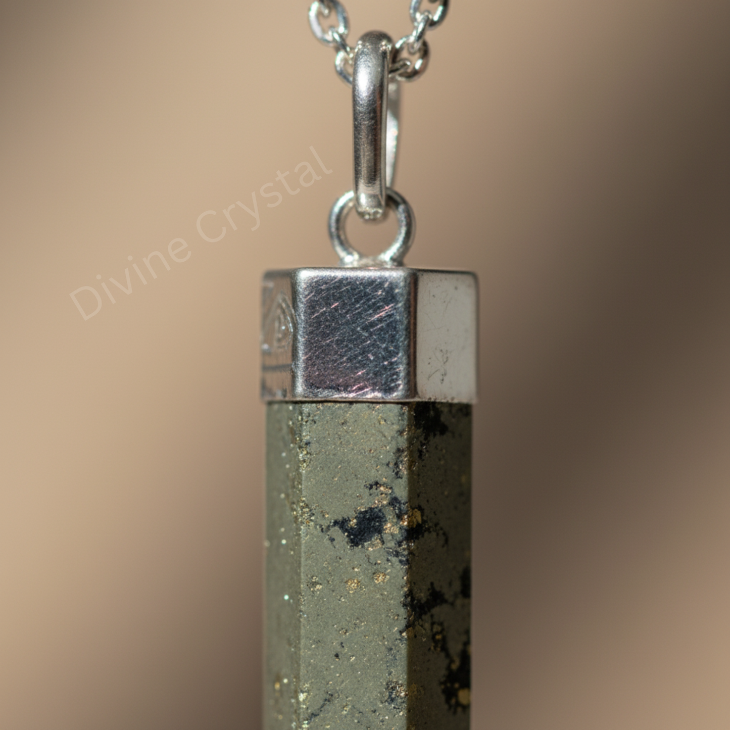 Natural Pyrite Pencil Pendant