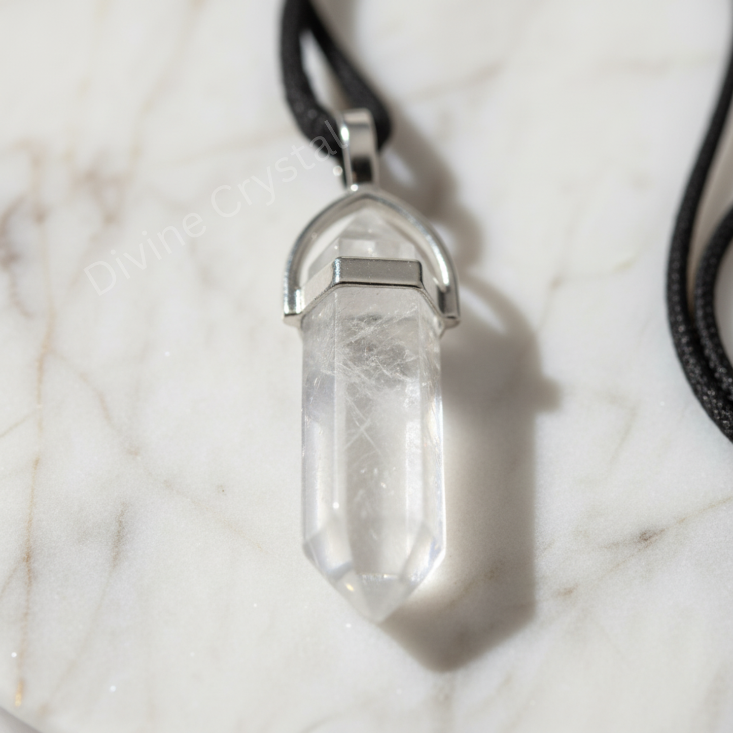 Clear Quartz  Double Pointed Pencil Pendant