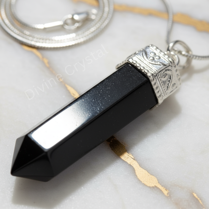 black obsidian pencil pendant