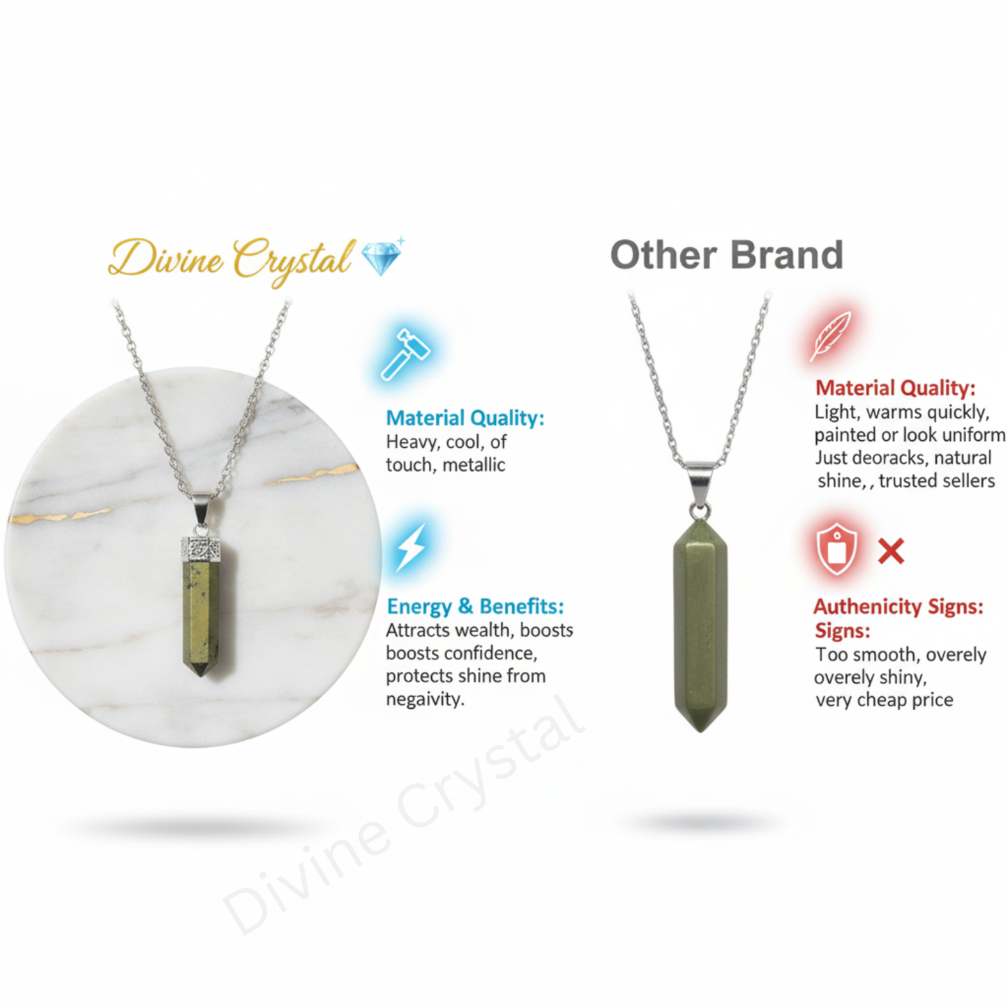 Natural Pyrite Pencil Pendant