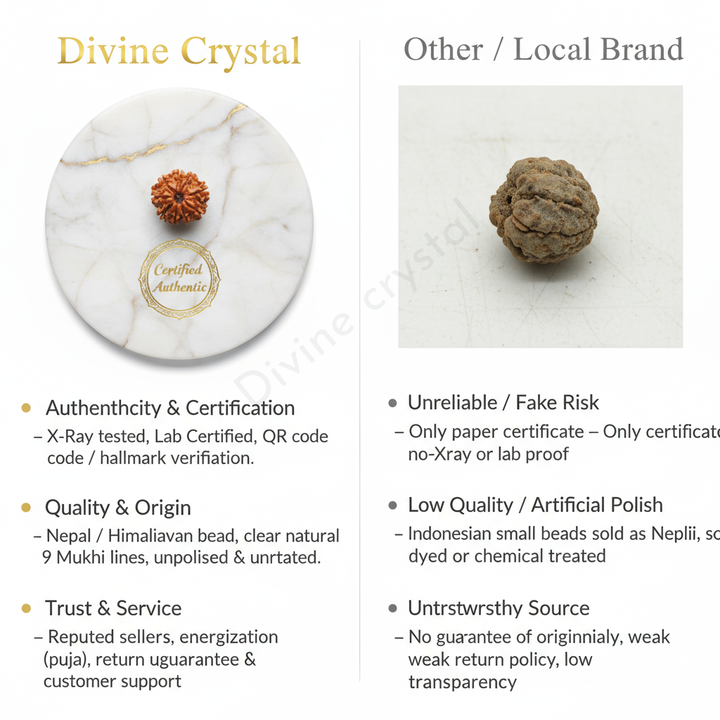 9 mukhi rudraksha pendant