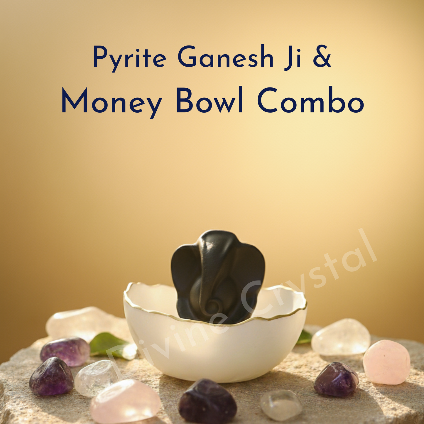 Pyrite Ganesh Ji & Selenite Money Bowl Combo