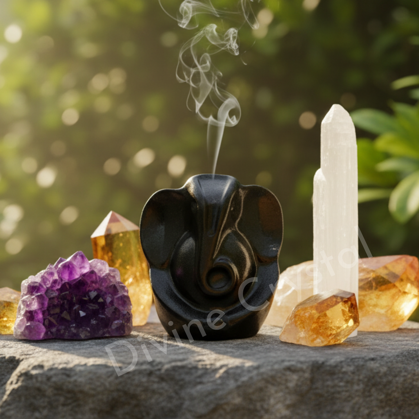 Pyrite Ganesh Ji & Selenite Money Bowl Combo