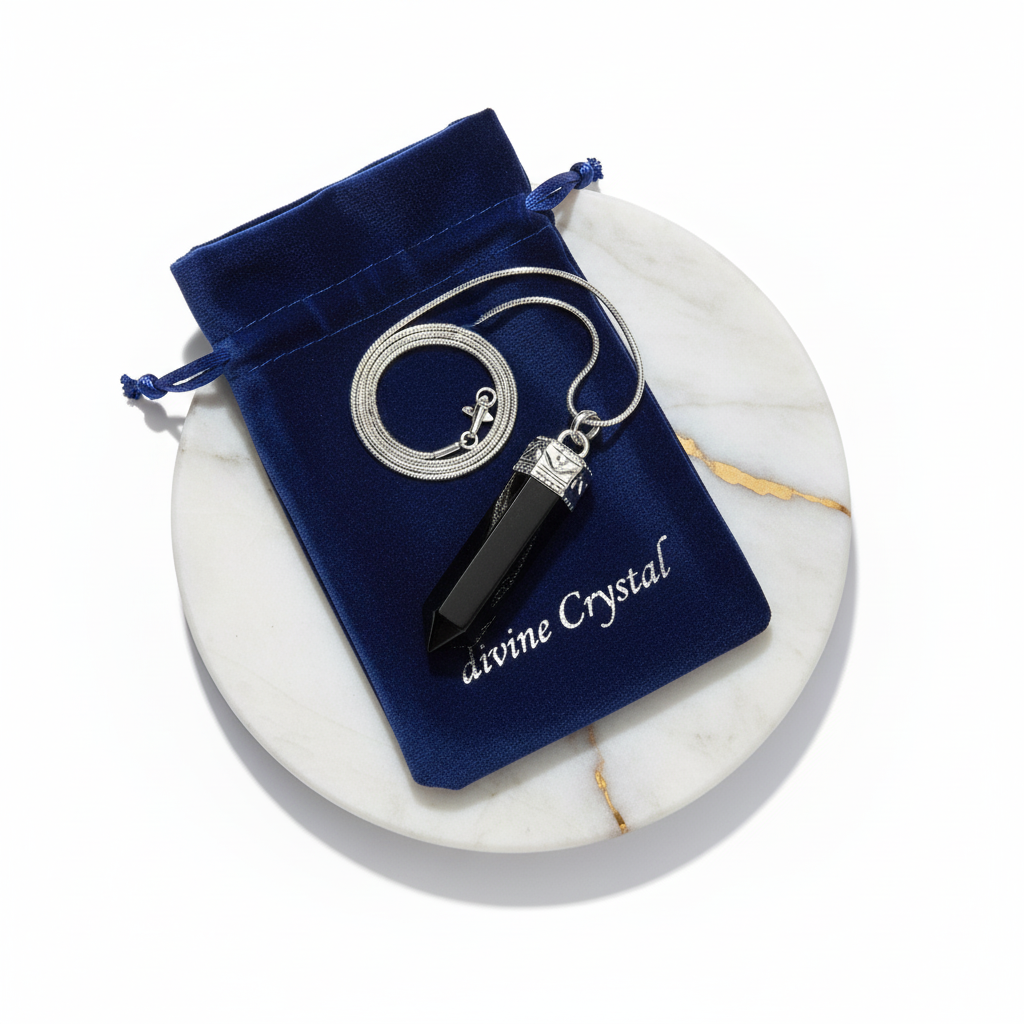 black obsidian pencil pendant