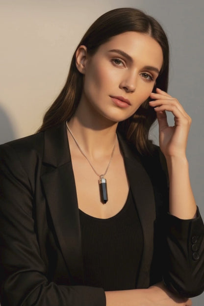 black obsidian pencil pendant