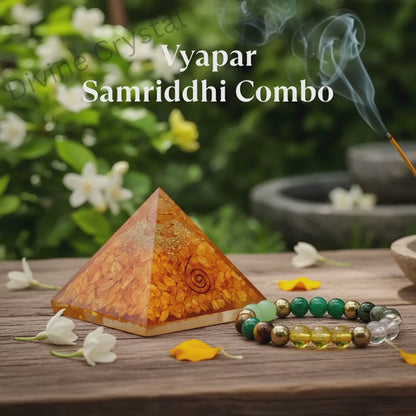 Vyapar Samriddhi Combo - Dhan Yog Bracelet with Citrine Pyramid
