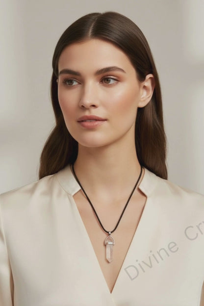 Clear Quartz  Double Pointed Pencil Pendant